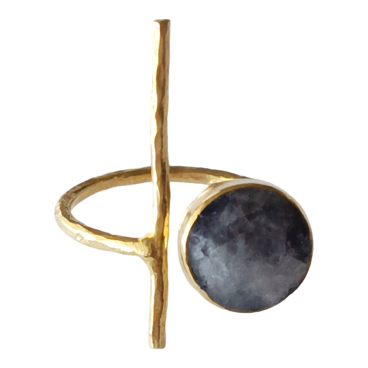 Bague argent artisanale \'Cléopatra\' gris doré - 25x10 mm - [R9646]