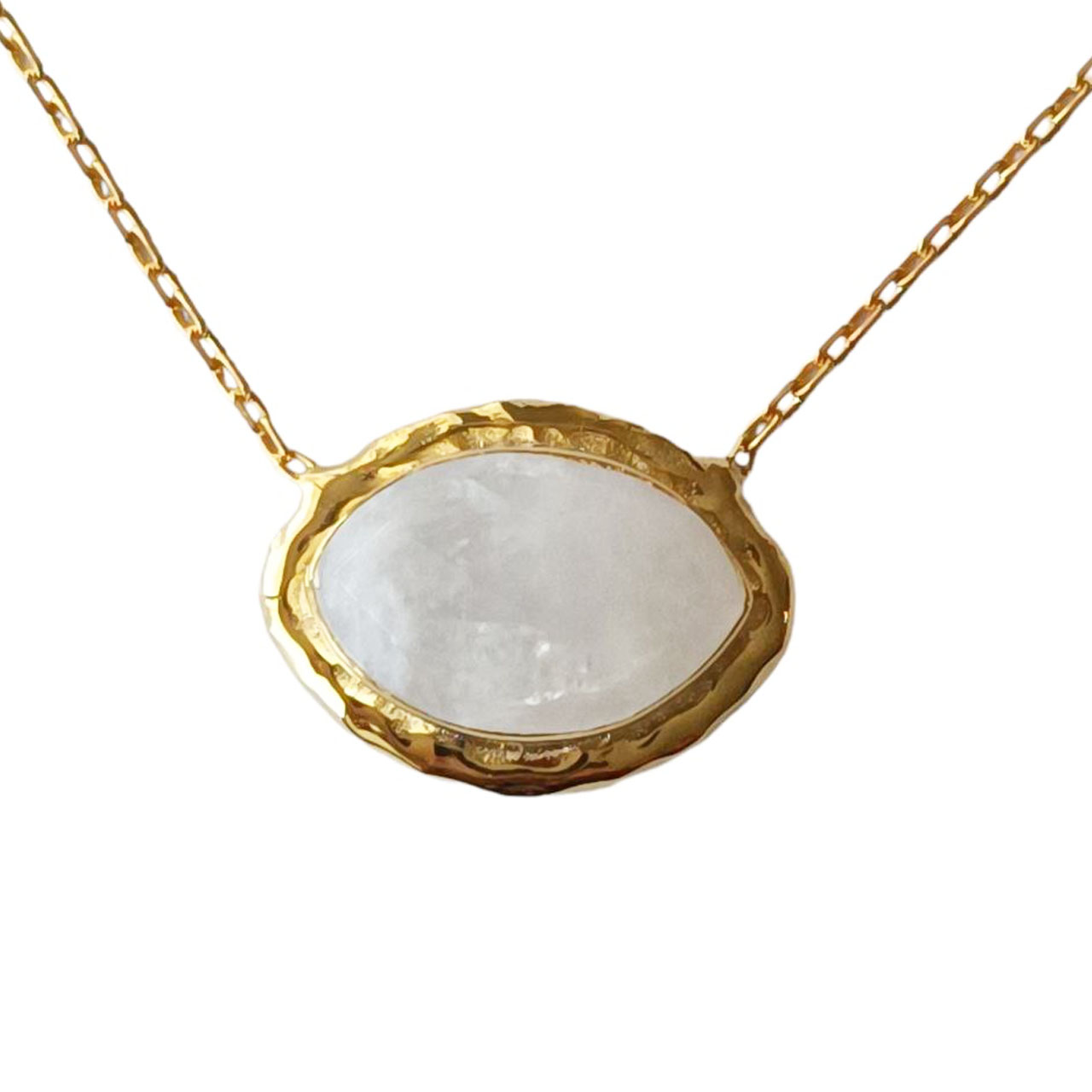 Collier Argent artisanal \'Cléopatra\' blanc doré - 15x11 mm  - [R9647]