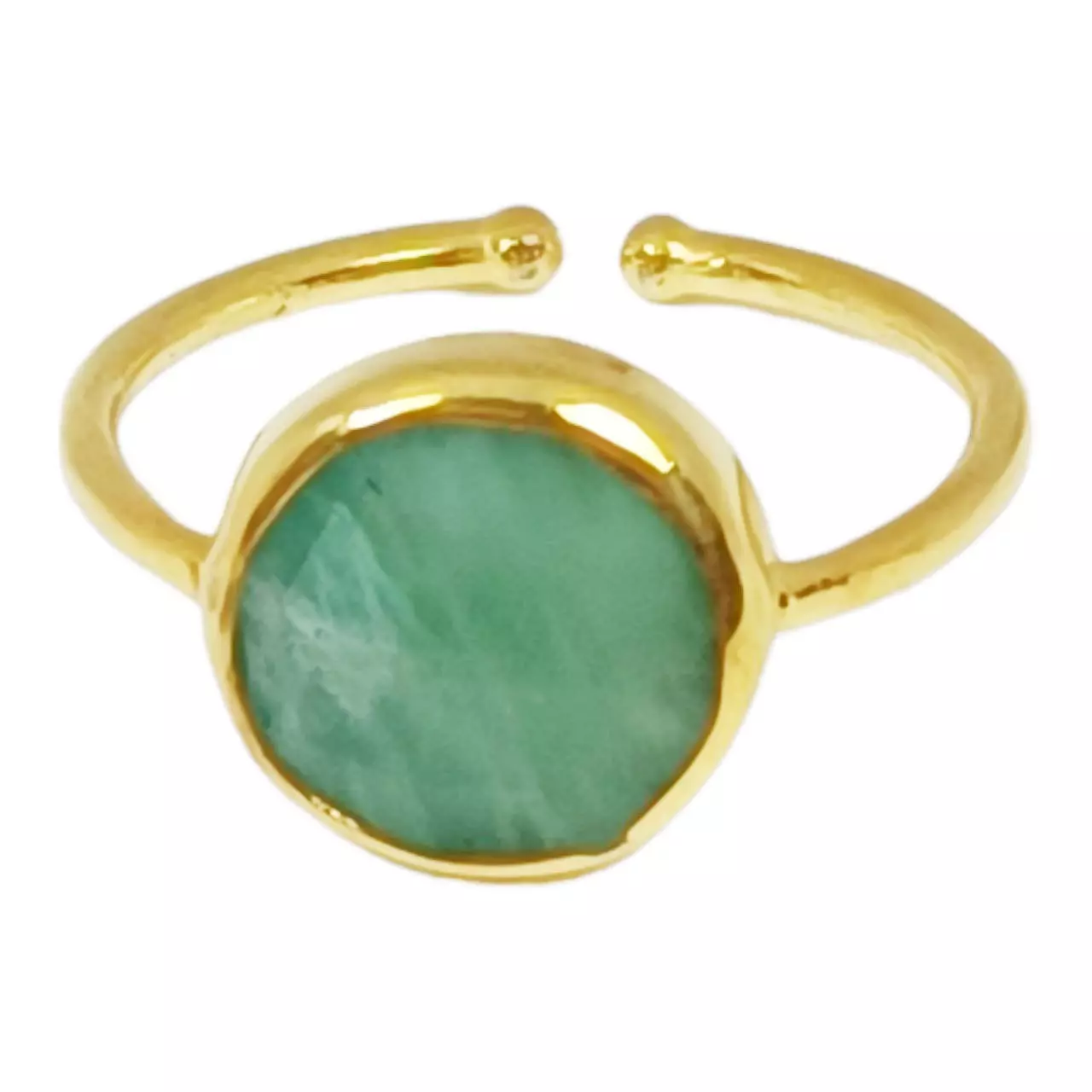 les trésors de lily Bague argent artisanale 'Cléopatra' vert doré 10 mm [R9663]