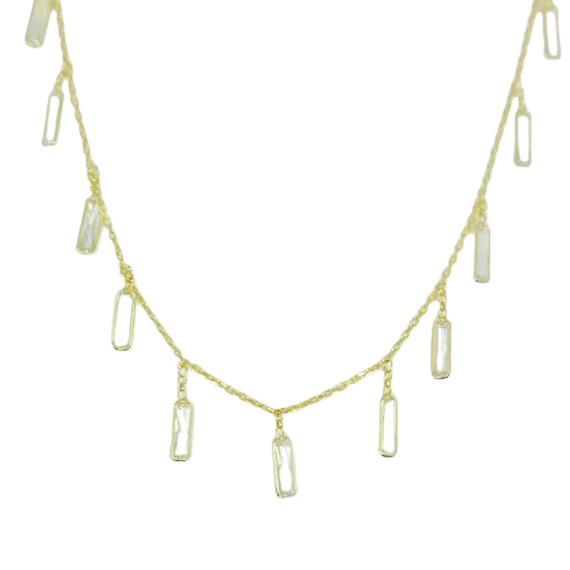 Collier Argent artisanal \'Cléopatra\' blanc doré - 10X4 mm  - [R9673]