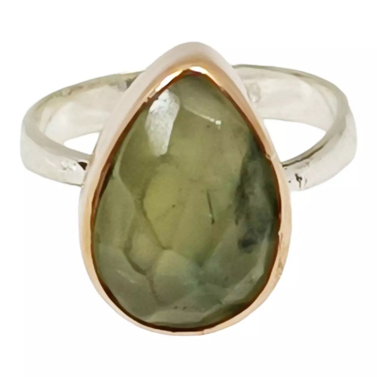 les trésors de lily Bague argent artisanale 'Cléopatra' vert argenté 15x11 mm [R9689]