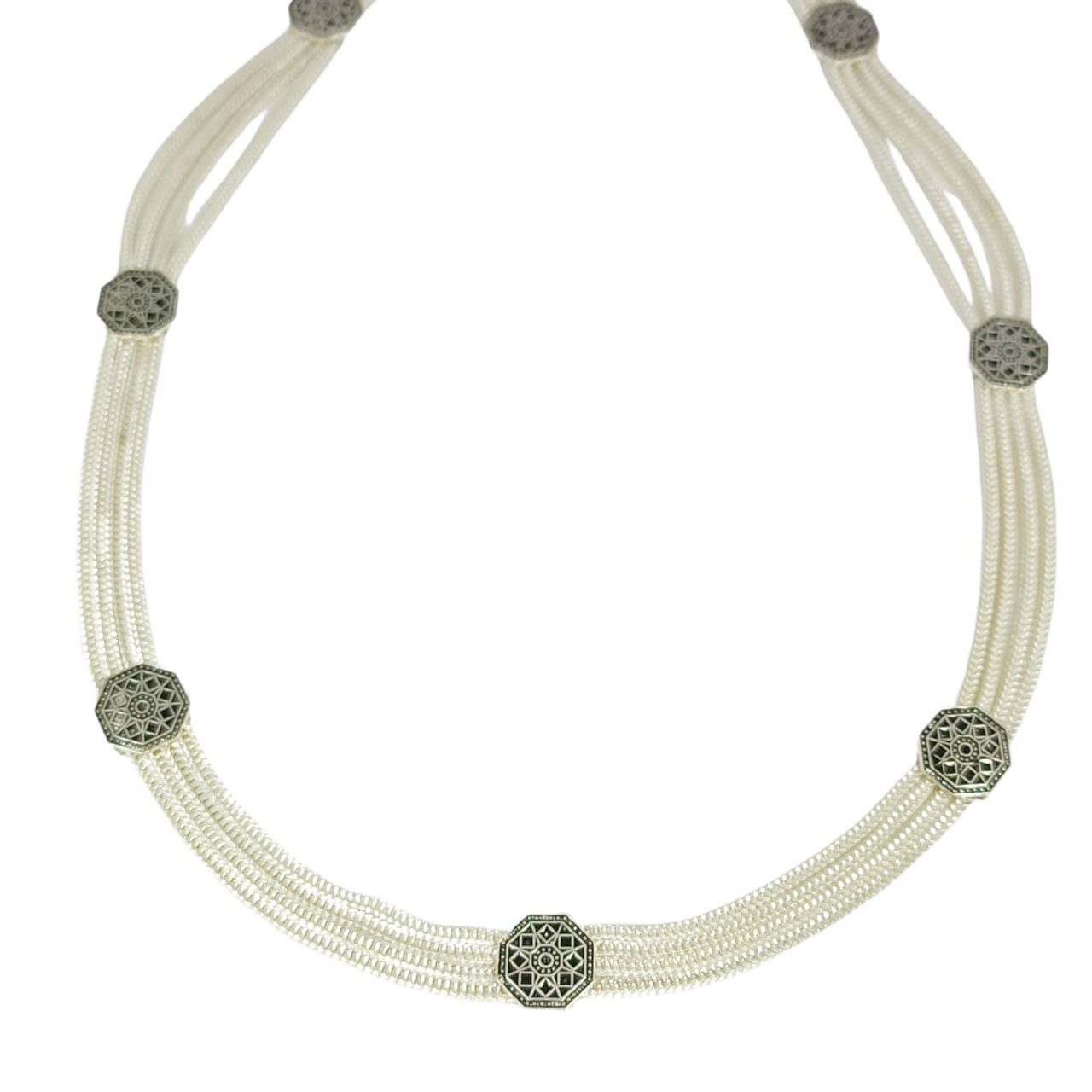 Collier argent artisanal \'Cleopatra\' argenté - 42 cm 10 mm - [R9695]
