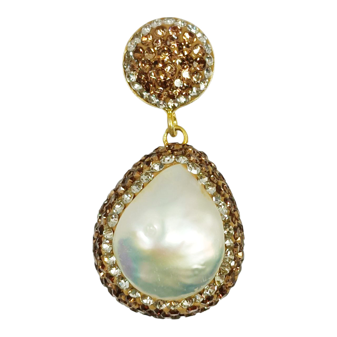 Pendentif argent artisanal \'Cléopatra\' blanc doré - 38x18 mm - [R9704]