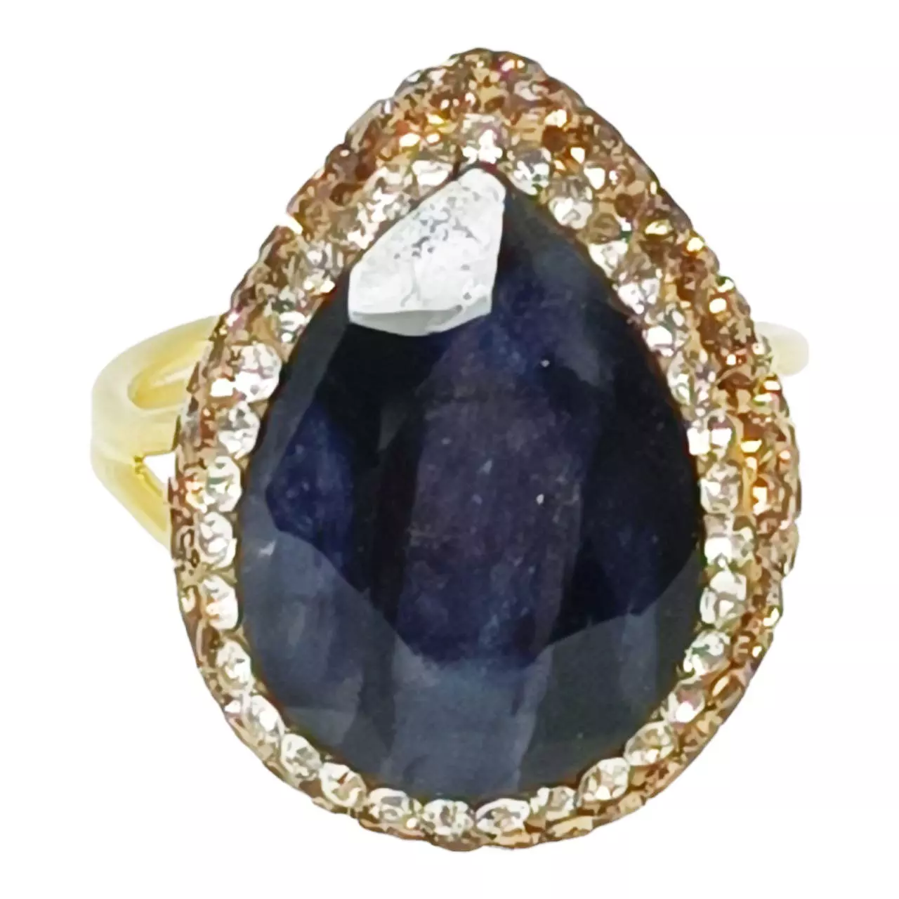 les trésors de lily Bague argent artisanale 'Cléopatra' bleu doré 20x18 mm [R9706]