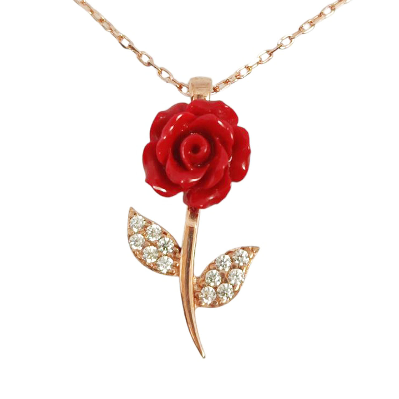 Collier Argent artisanal \'Rose Éternelle\' rouge rosé - 20x10 mm  - [R9715]