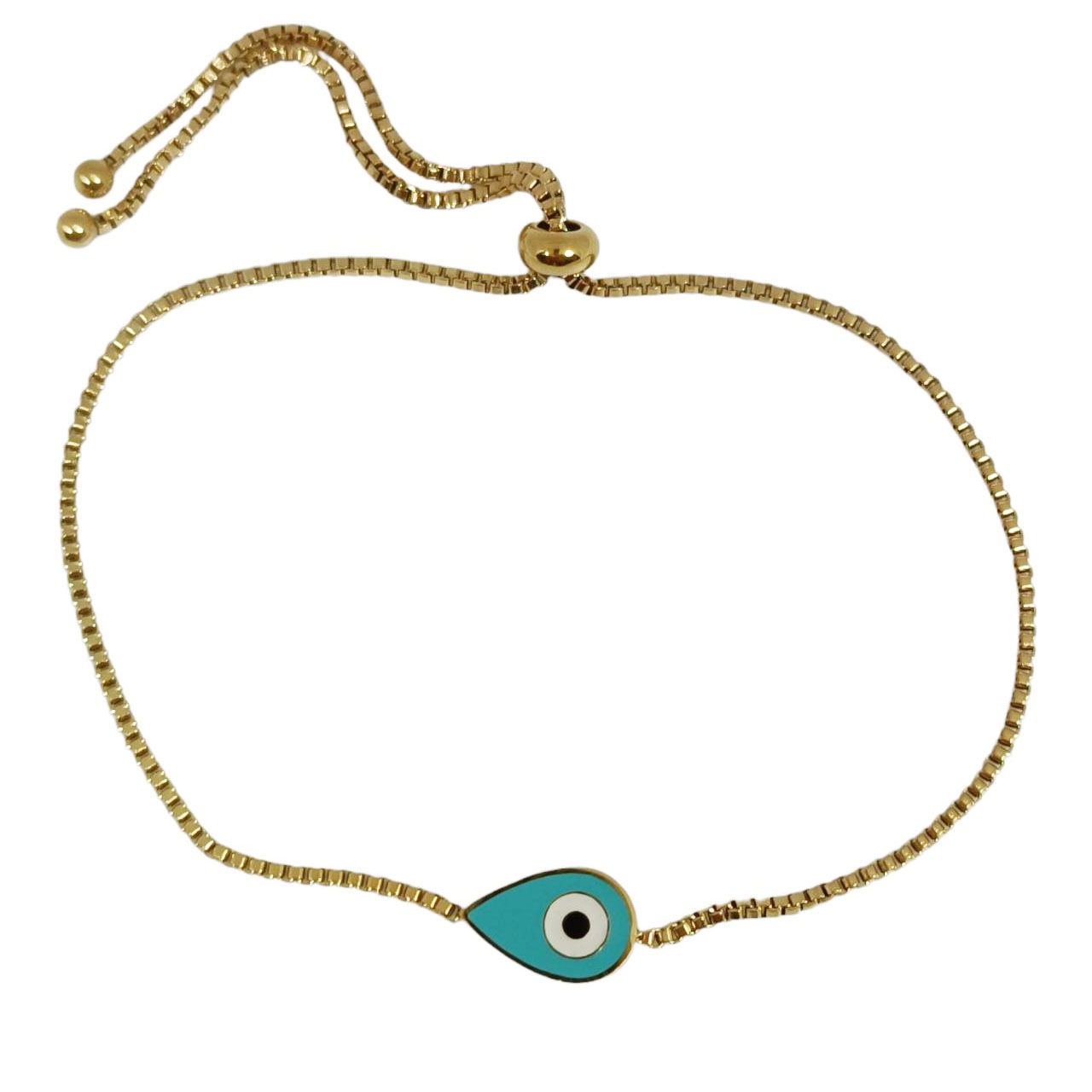 Bracelet créateur \'Boho\' bleu doré - 9x7 mm - [R9725]