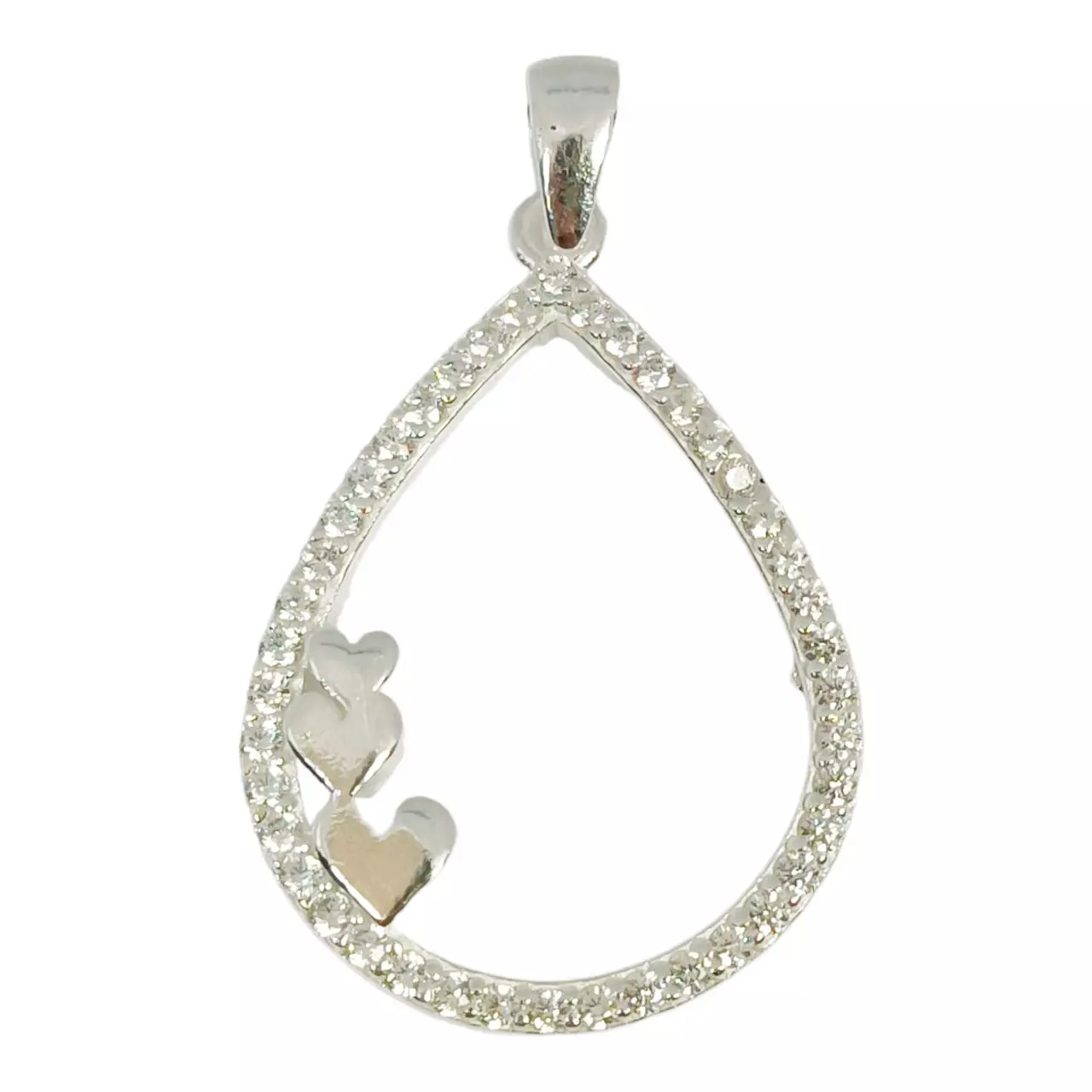 les trésors de lily Pendentif Argent 'Love' blanc argenté 23x19 mm (3 cœurs) [R9731]