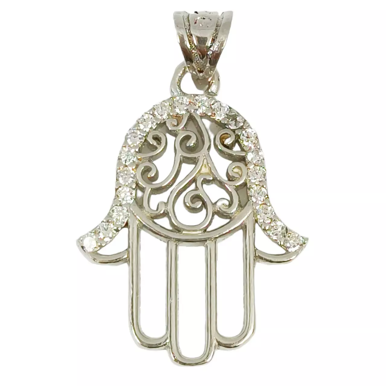 les trésors de lily Pendentif Argent 'Main Fatma' blanc argenté (rhodié) 22x18 mm [R9734]