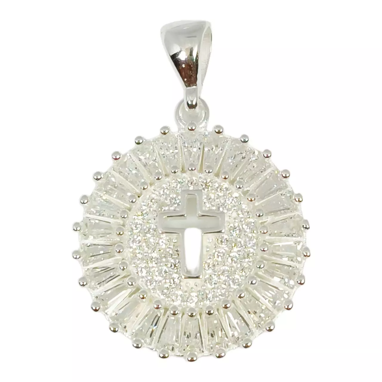 les trésors de lily Pendentif Argent 'Croix' blanc argenté 20 mm [R9736]