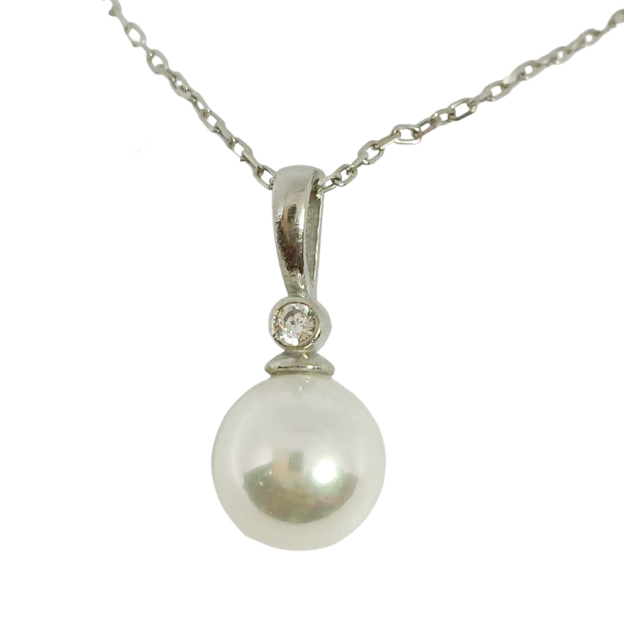 Collier argent \'Arégonde\' blanc argenté (rhodié) - perle 8 mm - [R9742]
