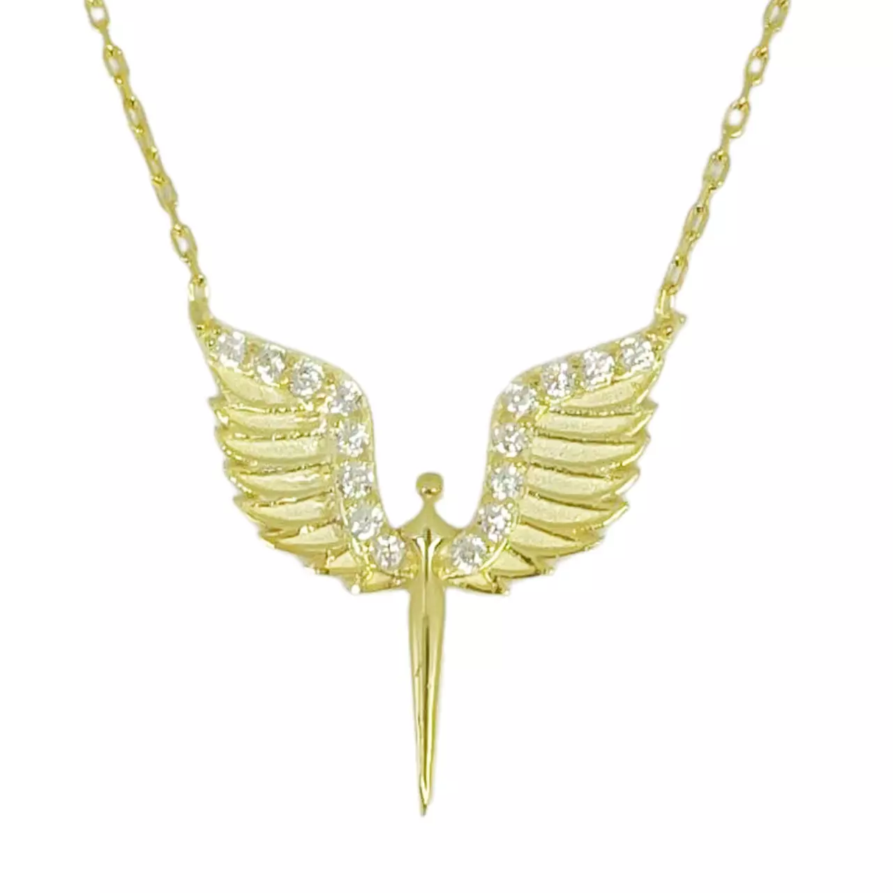 les trésors de lily Collier argent 'Ange Gardien' blanc doré 20x18 mm [R9777]