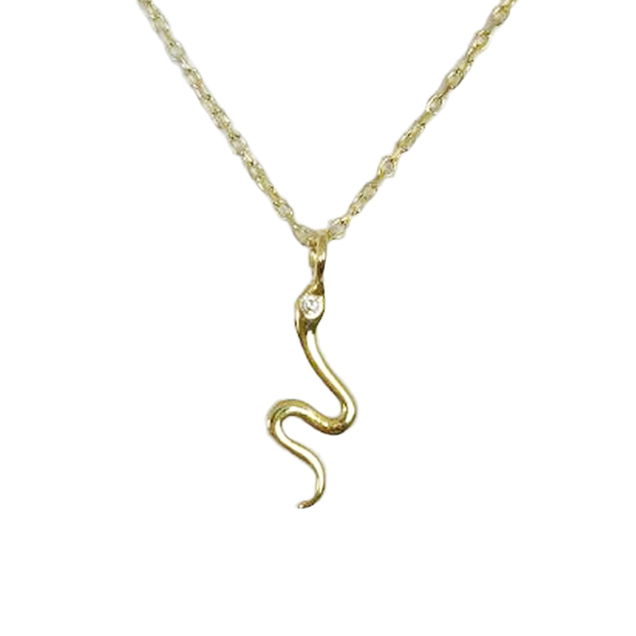 Collier argent \'Serpent\' blanc doré - 15x5 mm - [R9794]