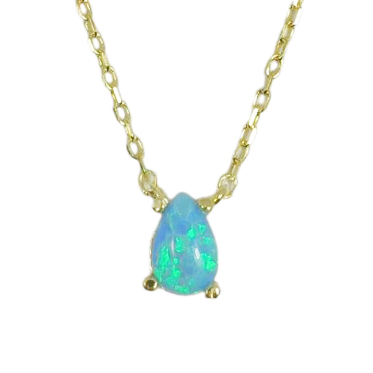 Collier argent artisanal \'Déesse Opale\' turquoise doré - 5x4 mm - [R9802]