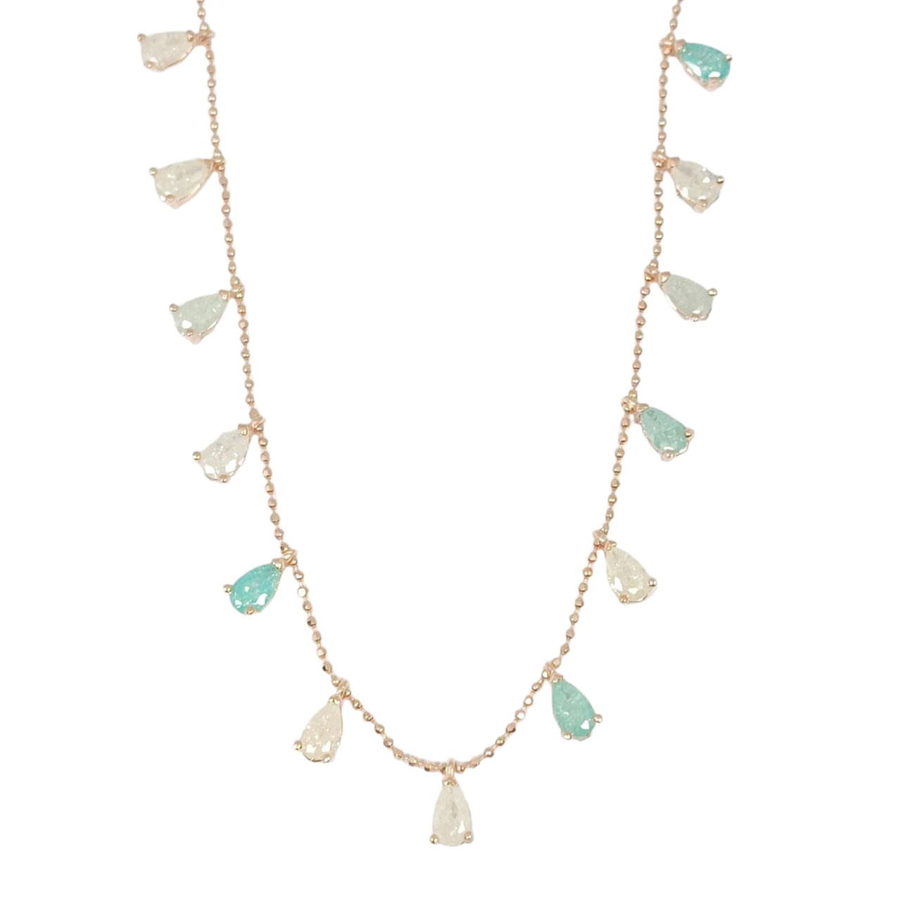 Collier Argent artisanal \'Cléopatra\' turquoise rosé - 5X3 mm  - [R9810]