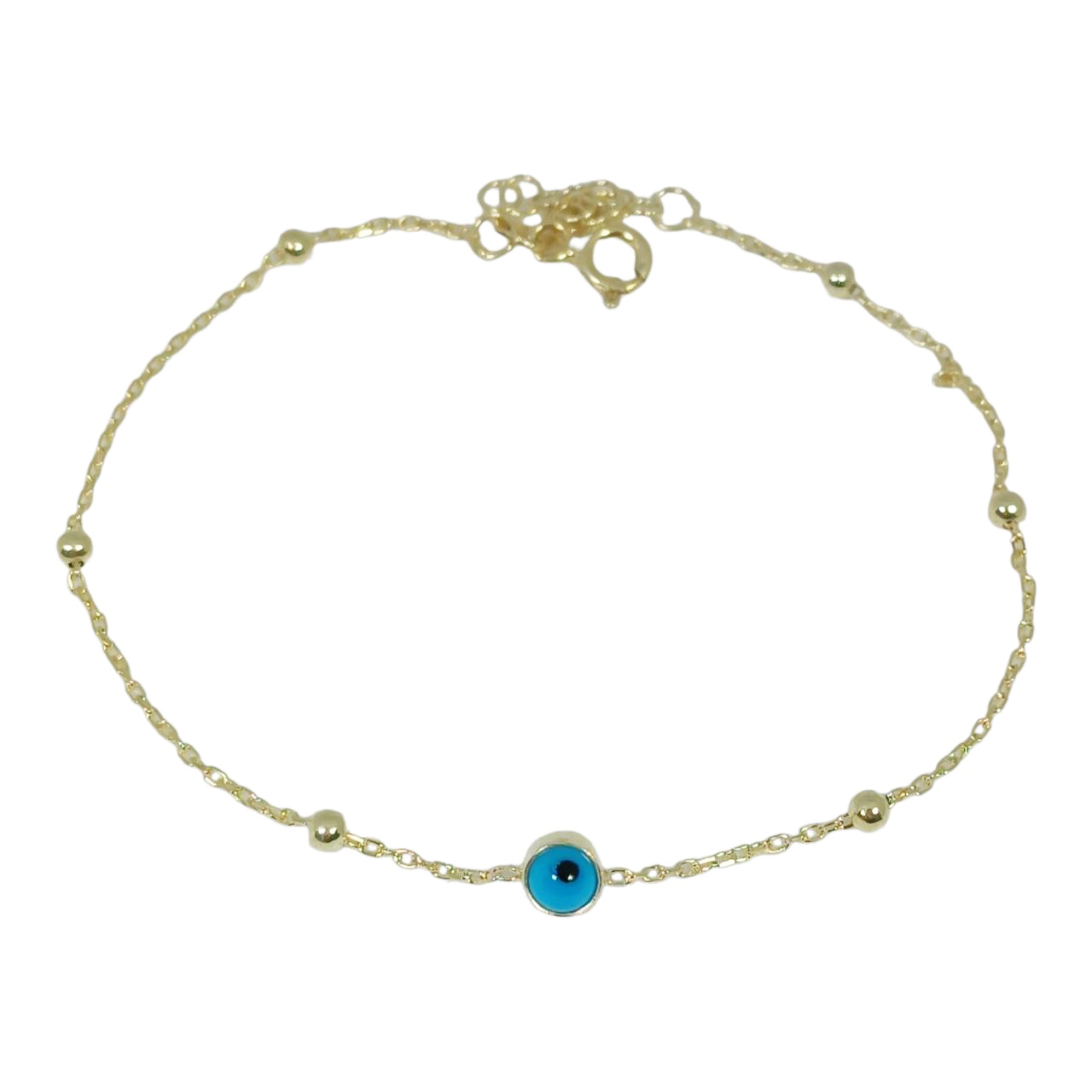 Bracelet argent \'Fatma\' turquoise doré - 4 mm - [R9816]