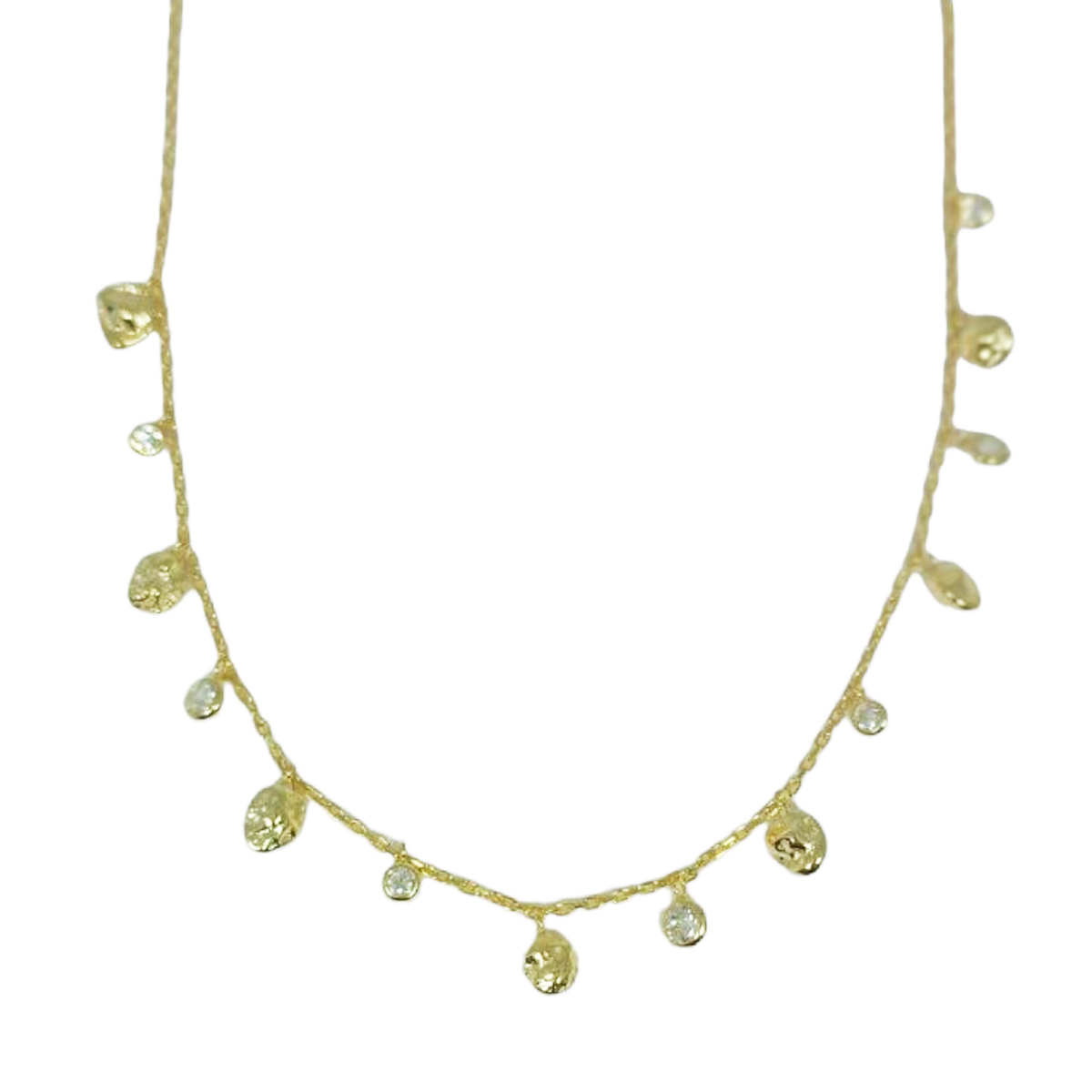Collier Argent artisanal \'Cléopatra\' blanc doré - 6x5 mm  - [R9827]