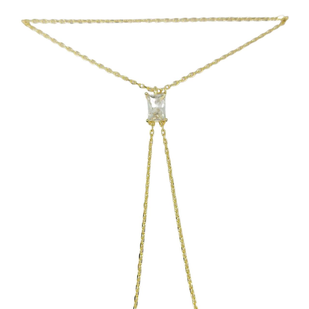 Bracelet bague argent \'Unique\' blanc doré - 6x4 mm - [R9847]
