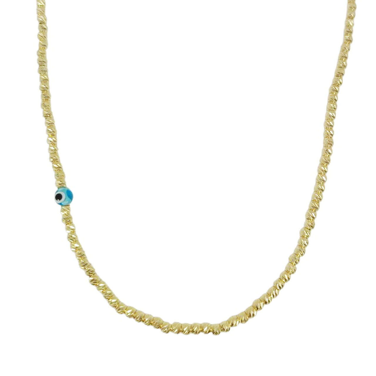 Collier Argent \'Cléopatra\' turquoise doré - 3 mm - [R9870]