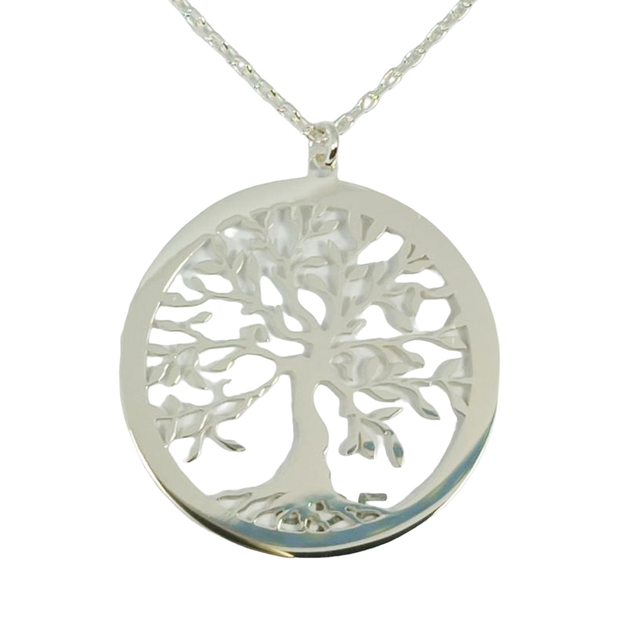 Collier Argent \'Arbre de Vie\' argenté (rhodié) - 25 mm - [R9878]