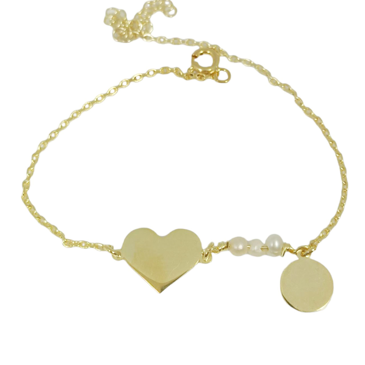 Bracelet Argent artisanal \'Cléopatra\' doré - 12x10 mm (coeur) - [R9879]