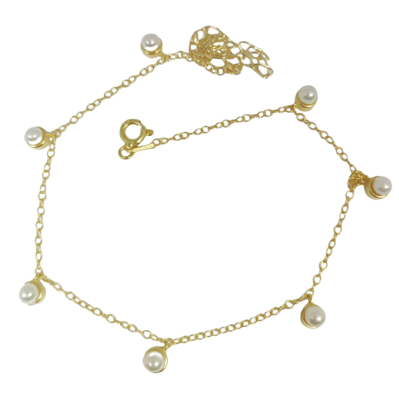 Chaine Cheville Argent \'Cléopatra\' blanc doré - 4 mm - [R9890]