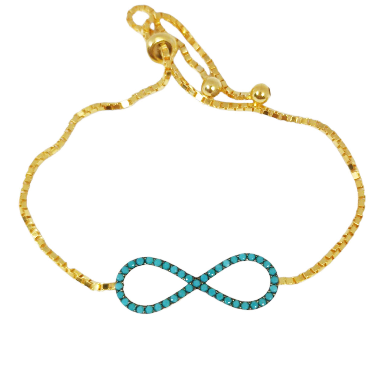 Bracelet argent \'Infini\' turquoise doré - 28x10 mm - [R9893]