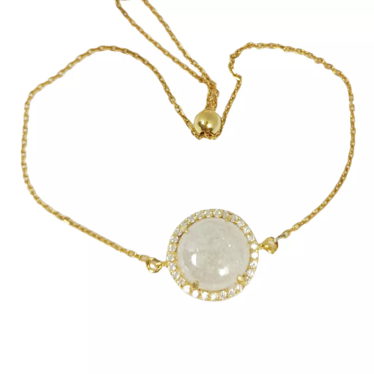 les trésors de lily Bracelet argent 'Arégonde' blanc doré 13 mm [R9894]