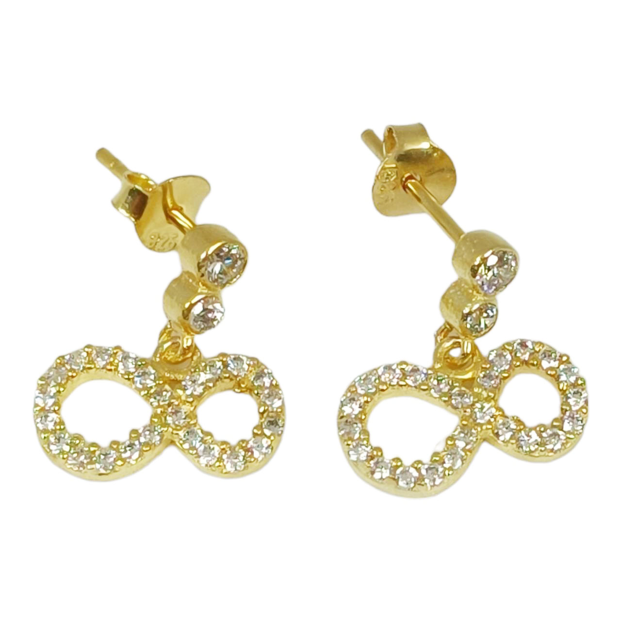 Boucles Argent \'Infini\' blanc doré - 13x12 mm - [R9905]