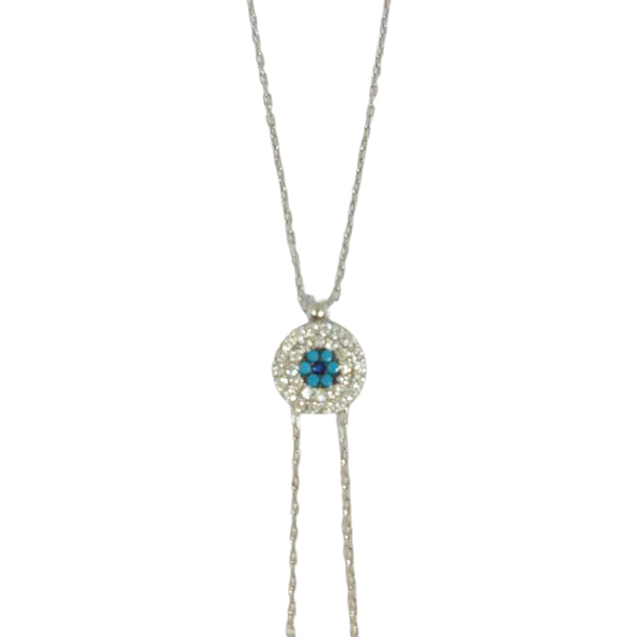 Bracelet bague argent \'Fatma\' turquoise blanc argenté (rhodié) - 9 mm - [R9925]