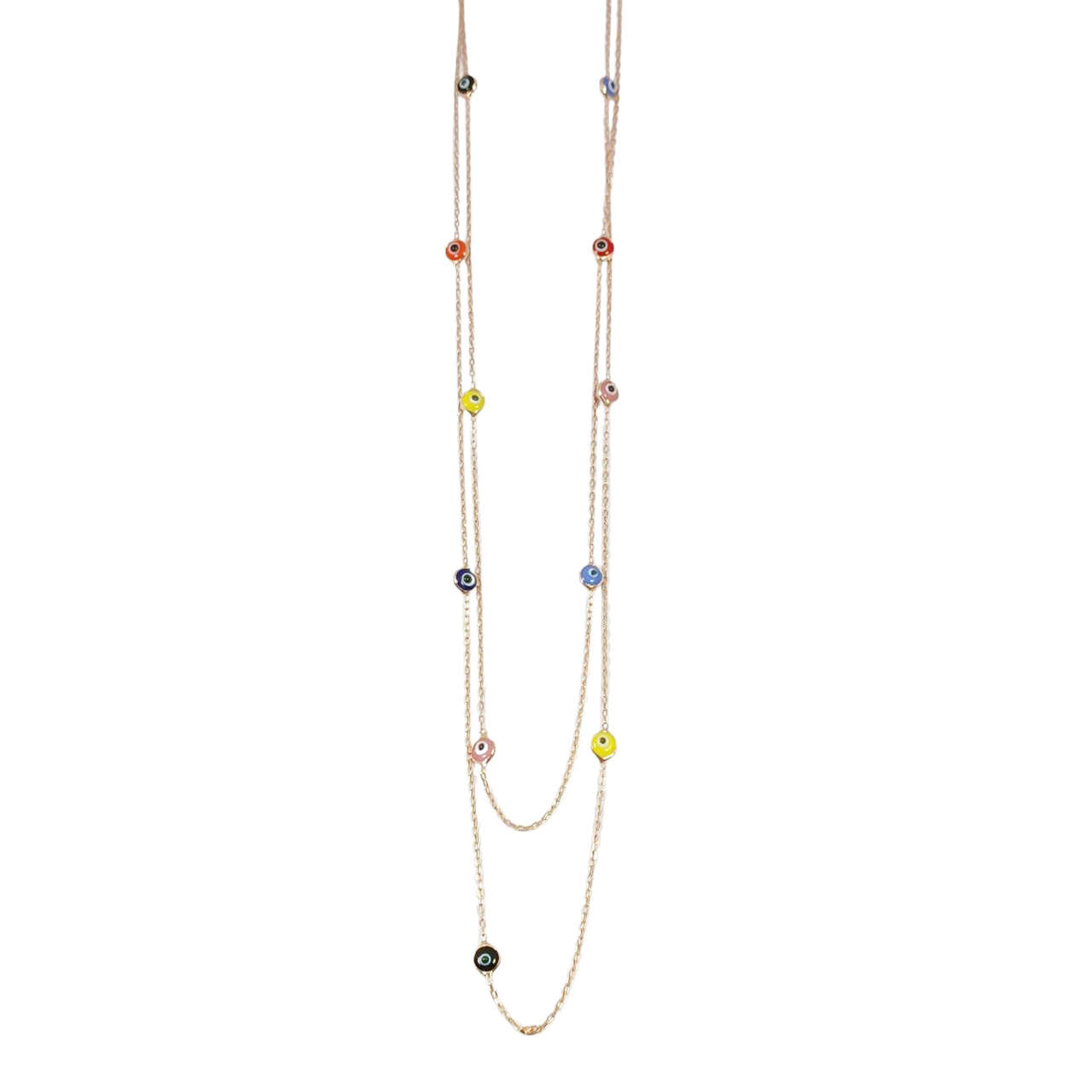 Collier sautoir Argent \'Fatma\' multicolore rosé - 86 cm, 4 mm - [R9933]