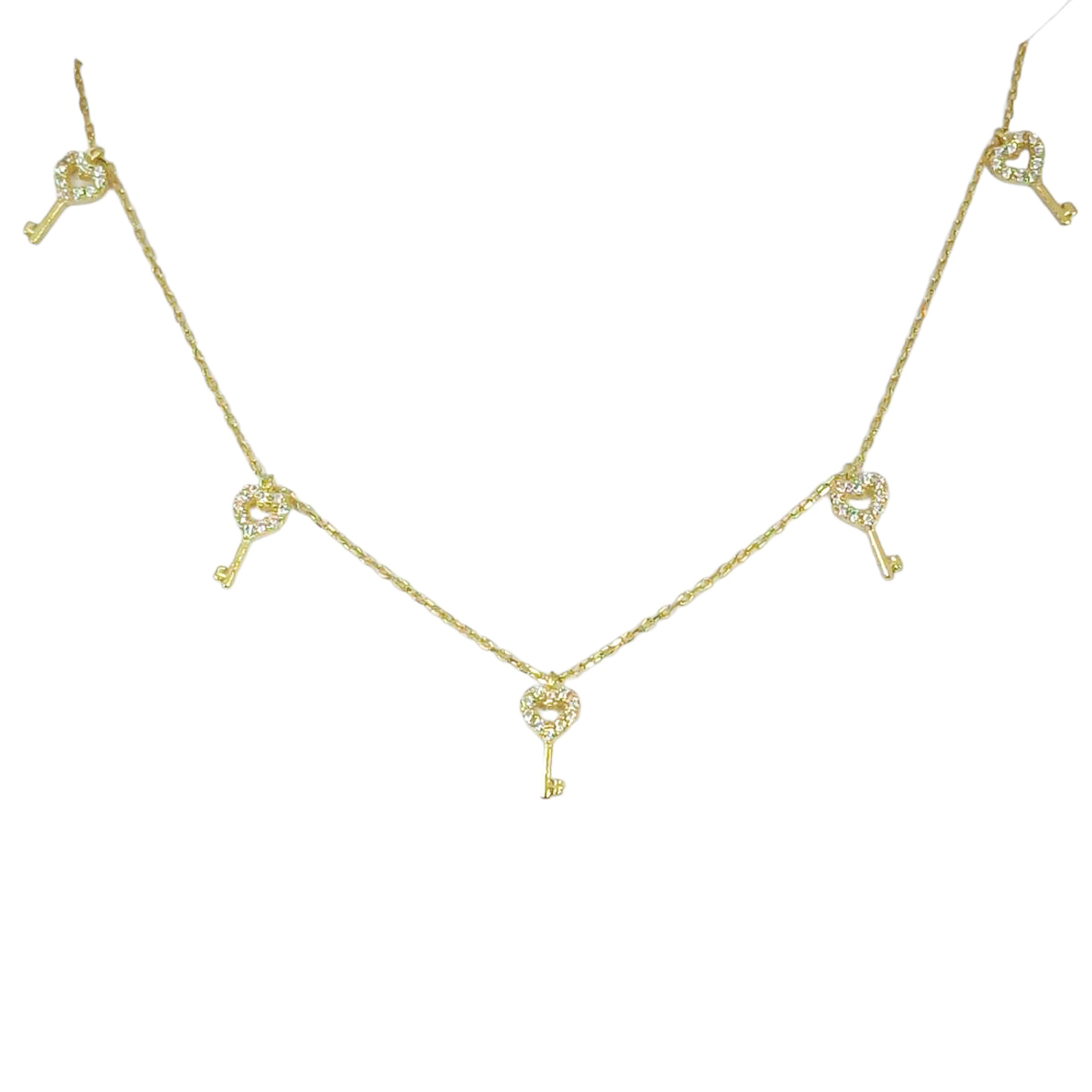 Collier Argent \'Arégonde\' blanc doré - 10x5 mm (clés) - [R9940]