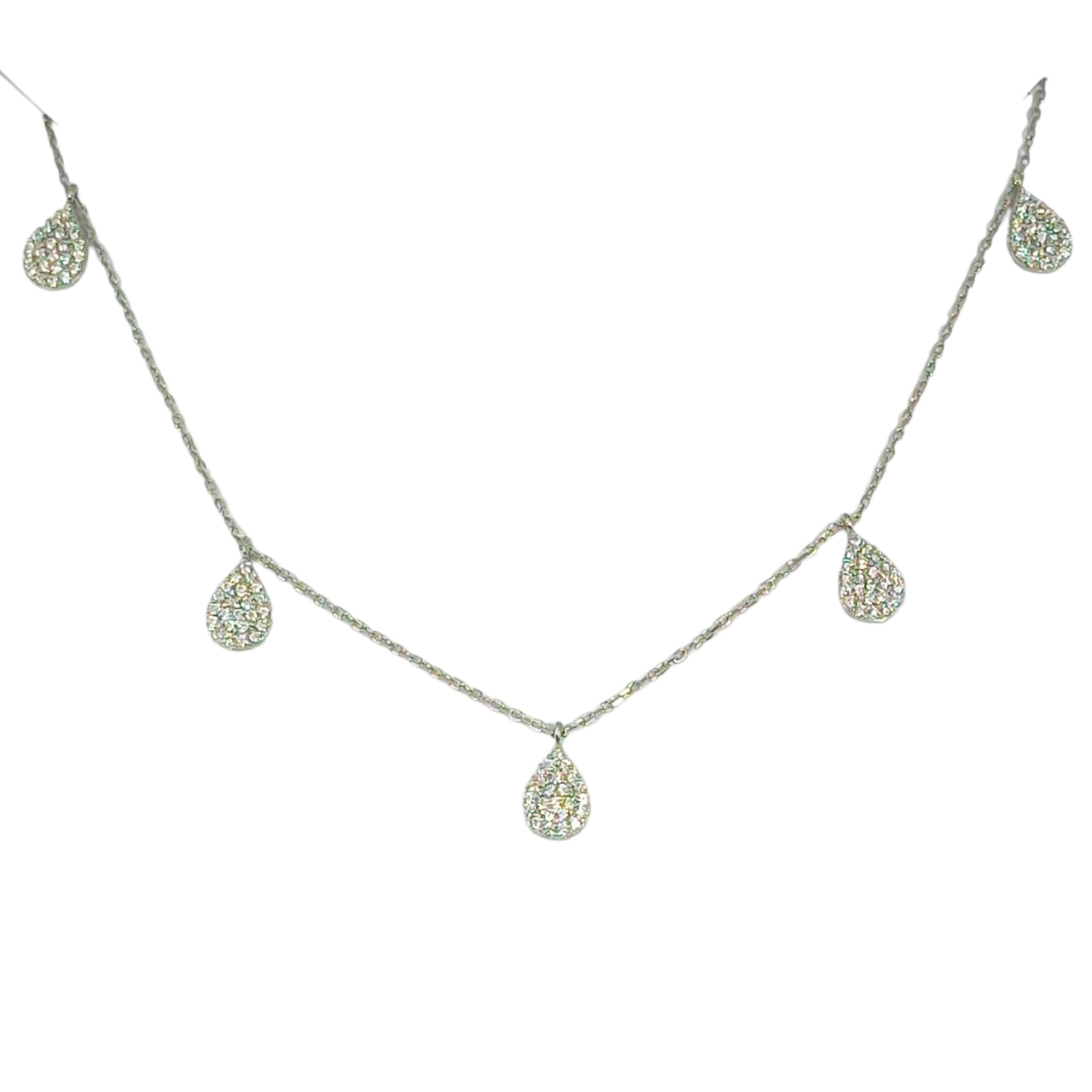 Collier Argent \'Arégonde\' blanc argenté (rhodié) - 9x6 mm - [R9942]
