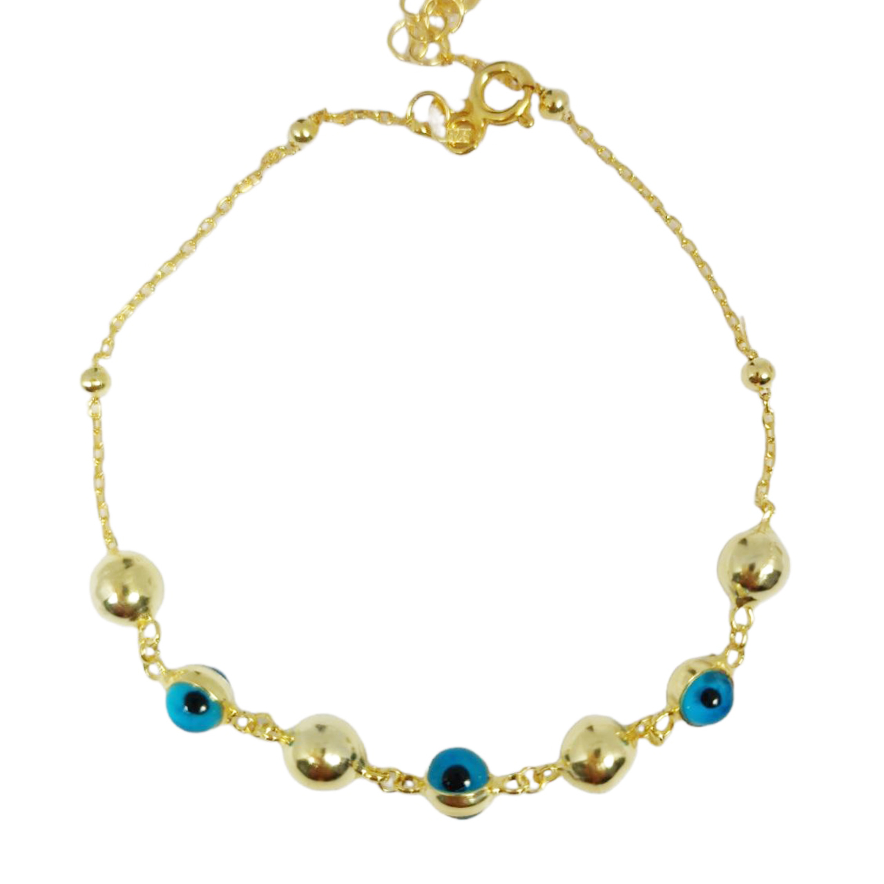Bracelet argent \'Fatma\' turquoise doré - 5 mm - [R9948]