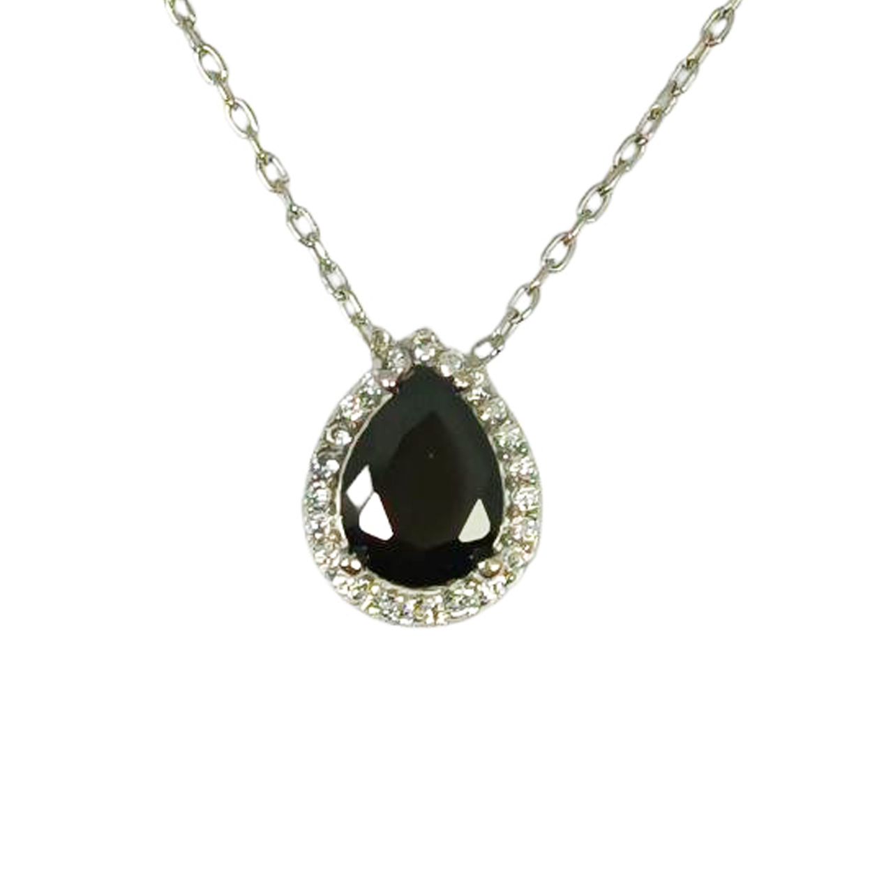 Collier Argent \'Arégonde\' noir blanc (rhodié) - 11x9 mm - [R9972]