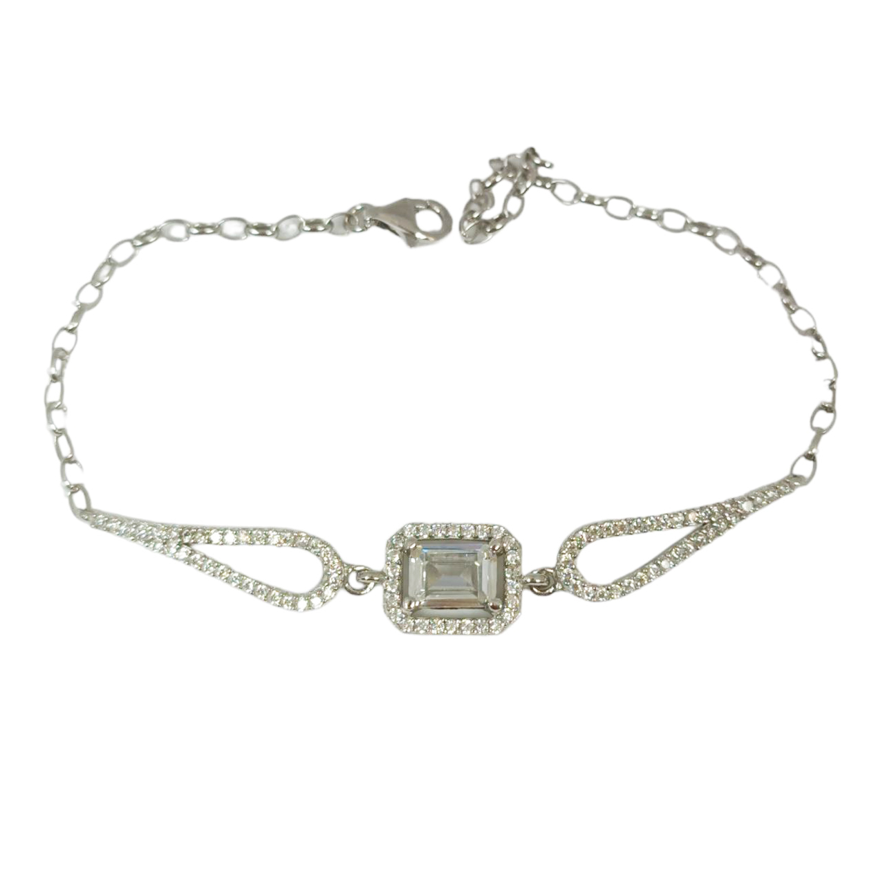 Bracelet Argent \'Arégonde\' blanc argenté (rhodié) - 60x10 mm - [R9988]