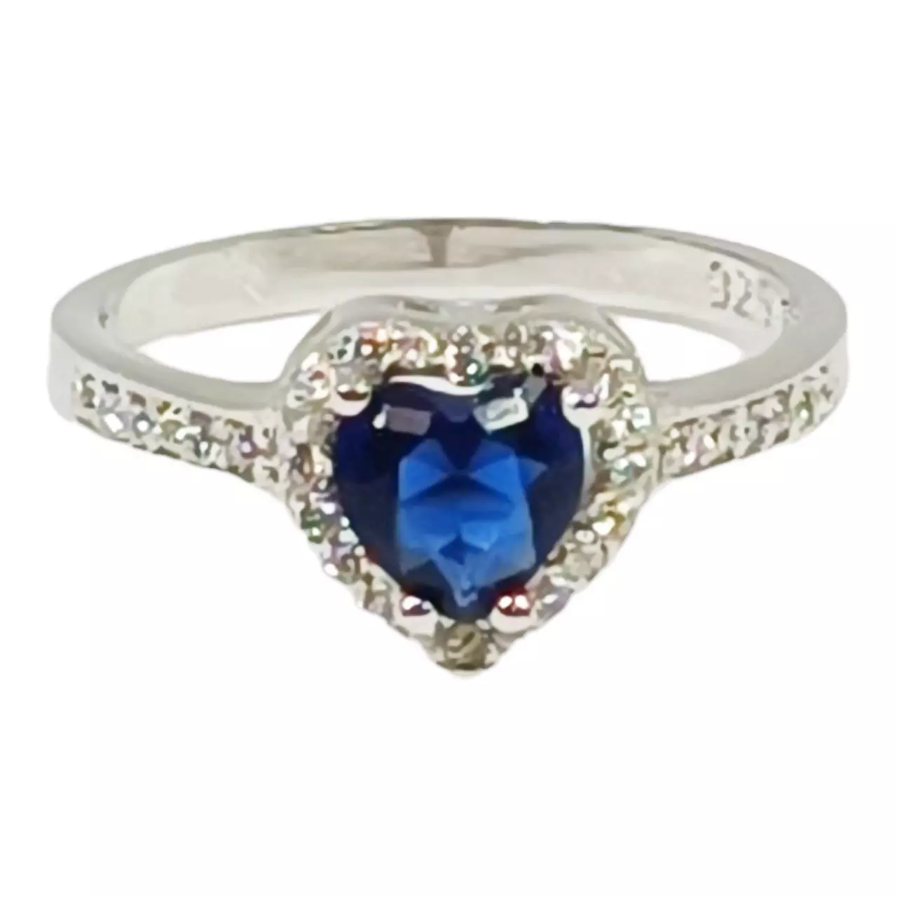 les trésors de lily Bague Argent 'Love' saphir blanc argenté (rhodié) 9x9 mm (cœur) [R9995]