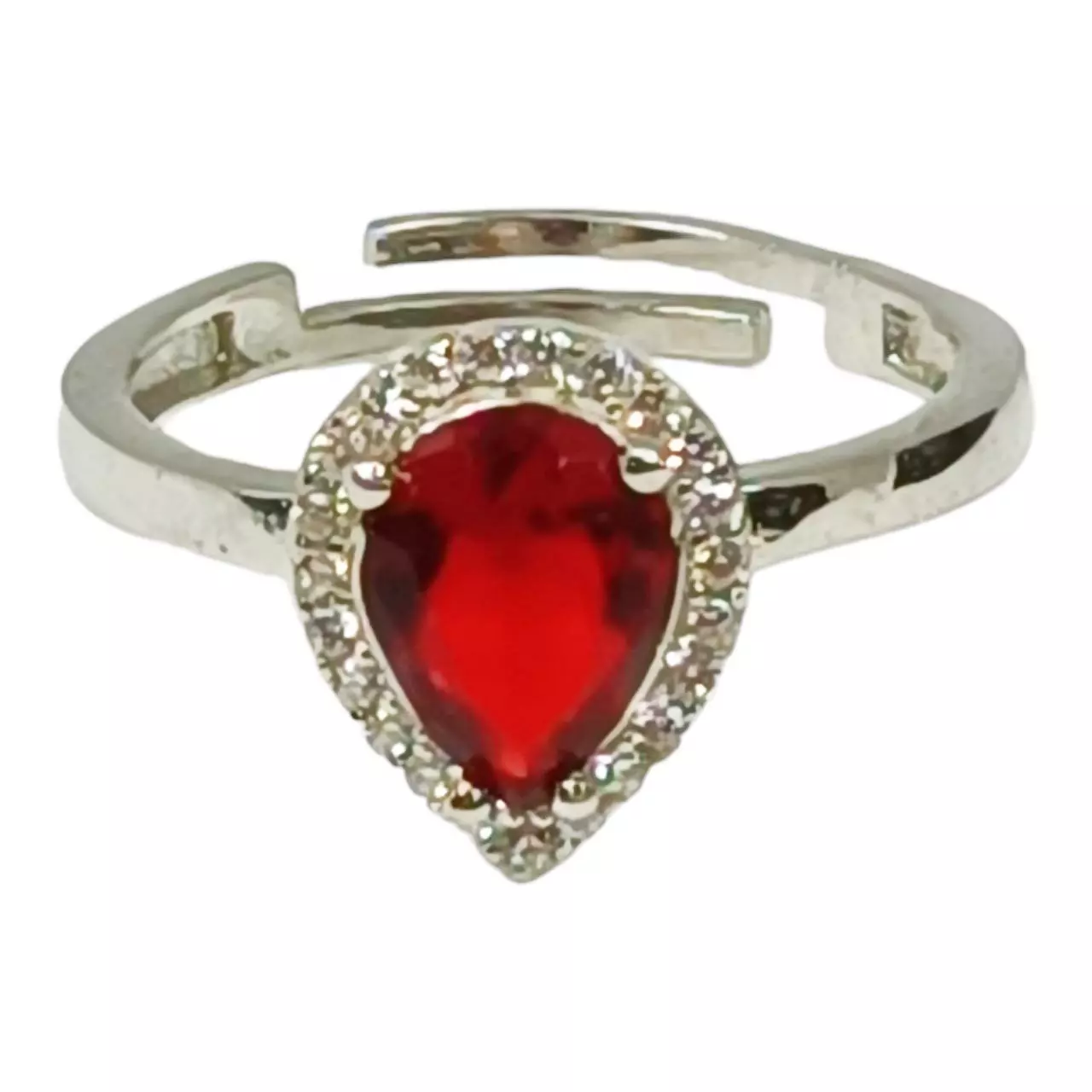 les trésors de lily Bague argent 'Arégonde' rouge blanc argenté (rhodié) 11x9 mm [R9998]