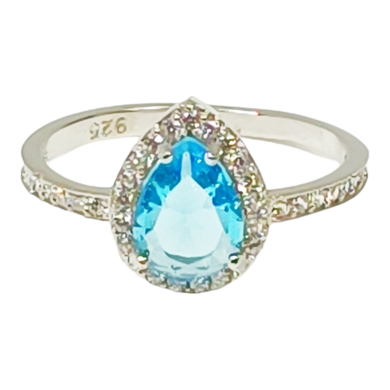 Bague argent \'Arégonde\' turquoise blanc argenté (rhodié) - 11x9 mm - [R9999]
