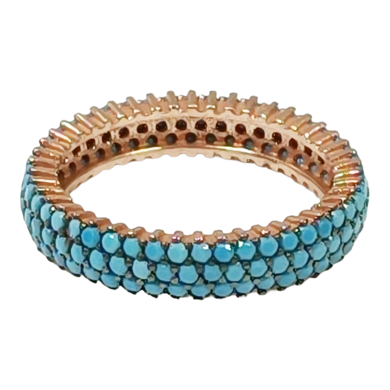 Bague Argent \'Navajos\' turquoise rosé - 4 mm - [S0001]