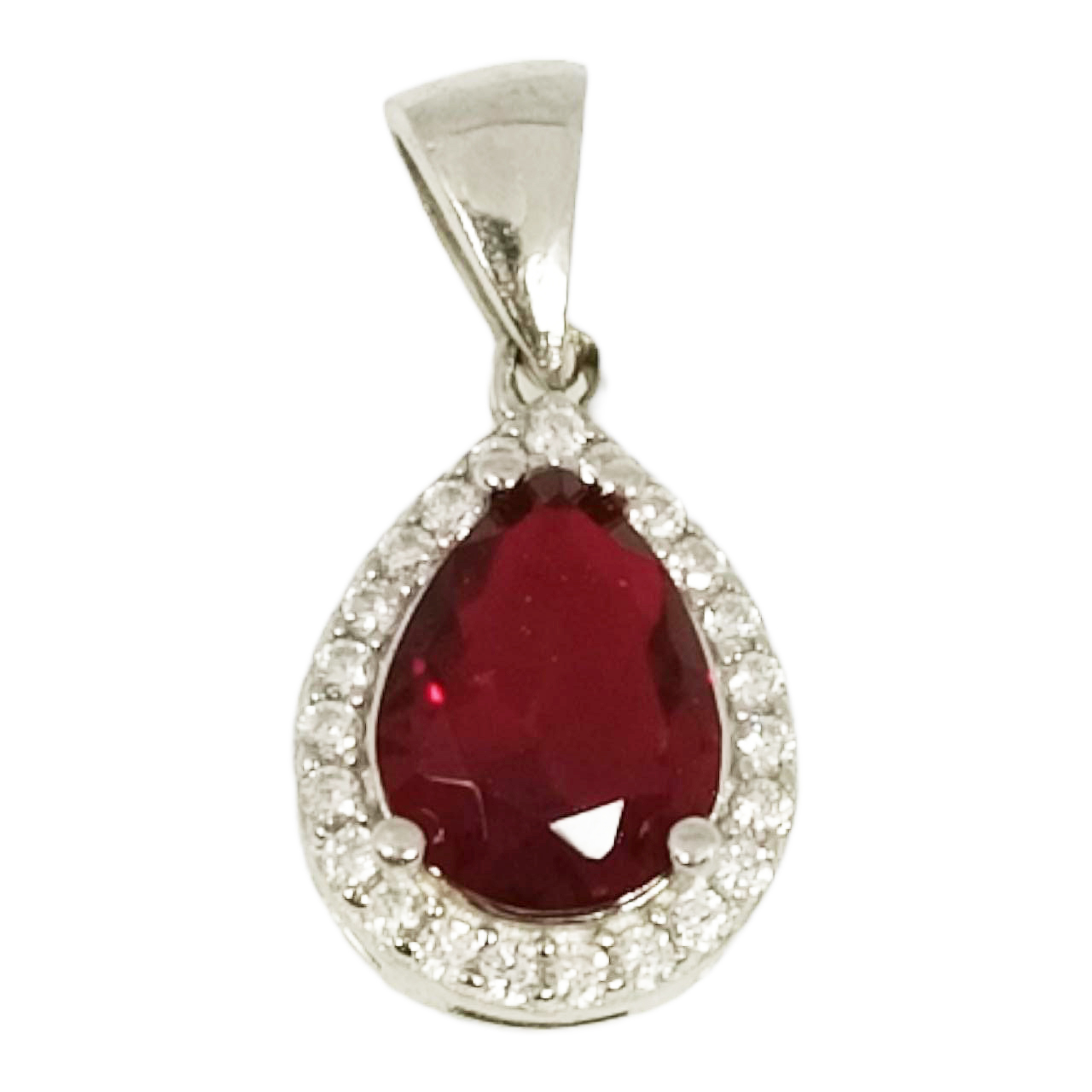 Pendentif Argent \'Arégonde\' rouge argenté (rhodié) - 10x8 mm - [S0016]