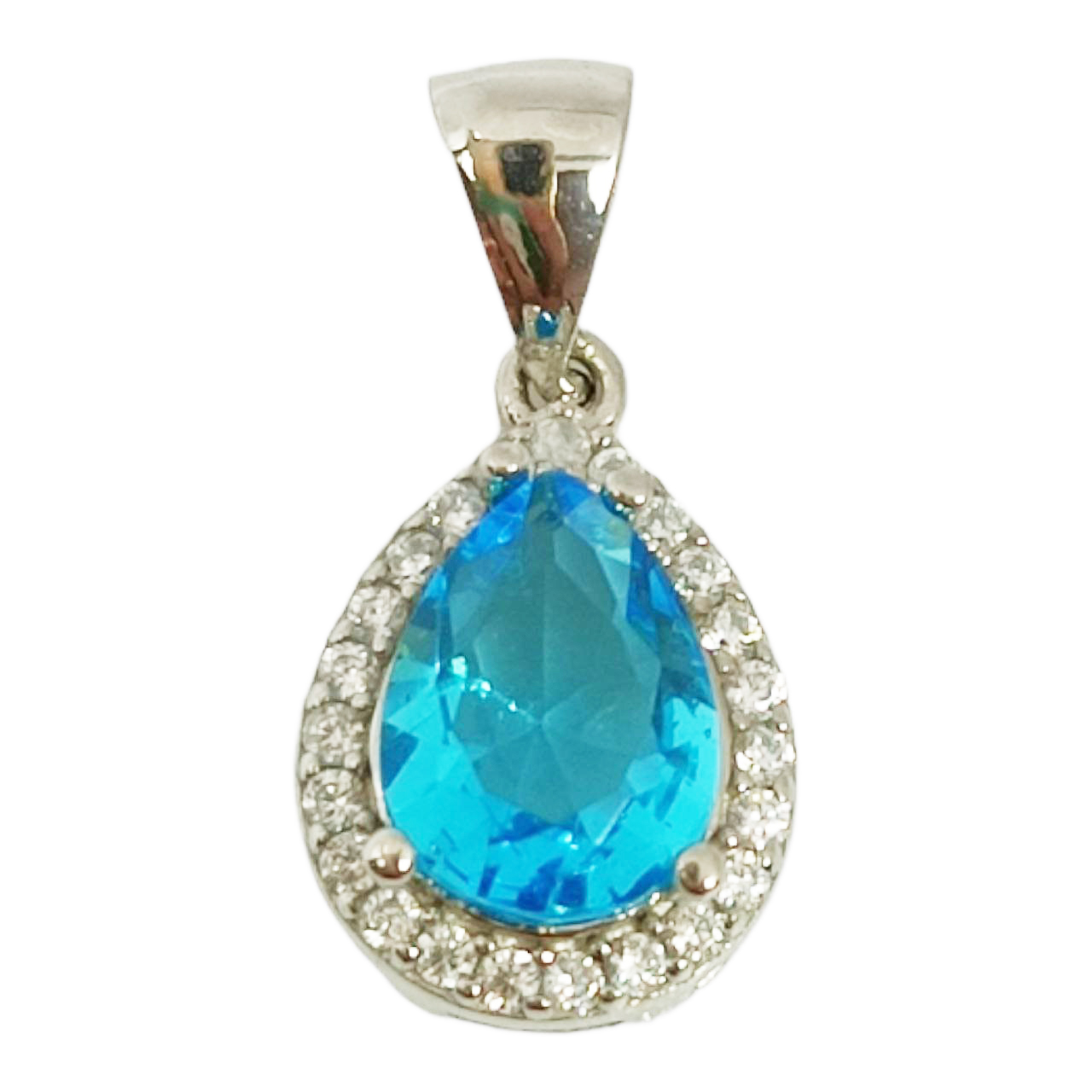 Pendentif Argent \'Arégonde\' turquoise argenté (rhodié) - 10x8 mm - [S0017]