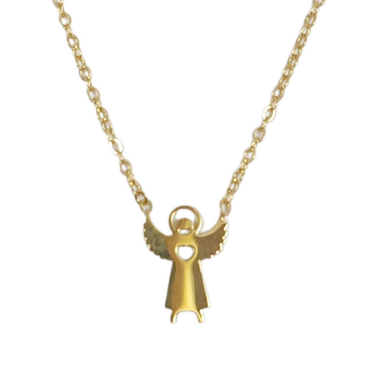 Collier acier \'Ange Gardien\' doré - 10x9 mm - [S0019]