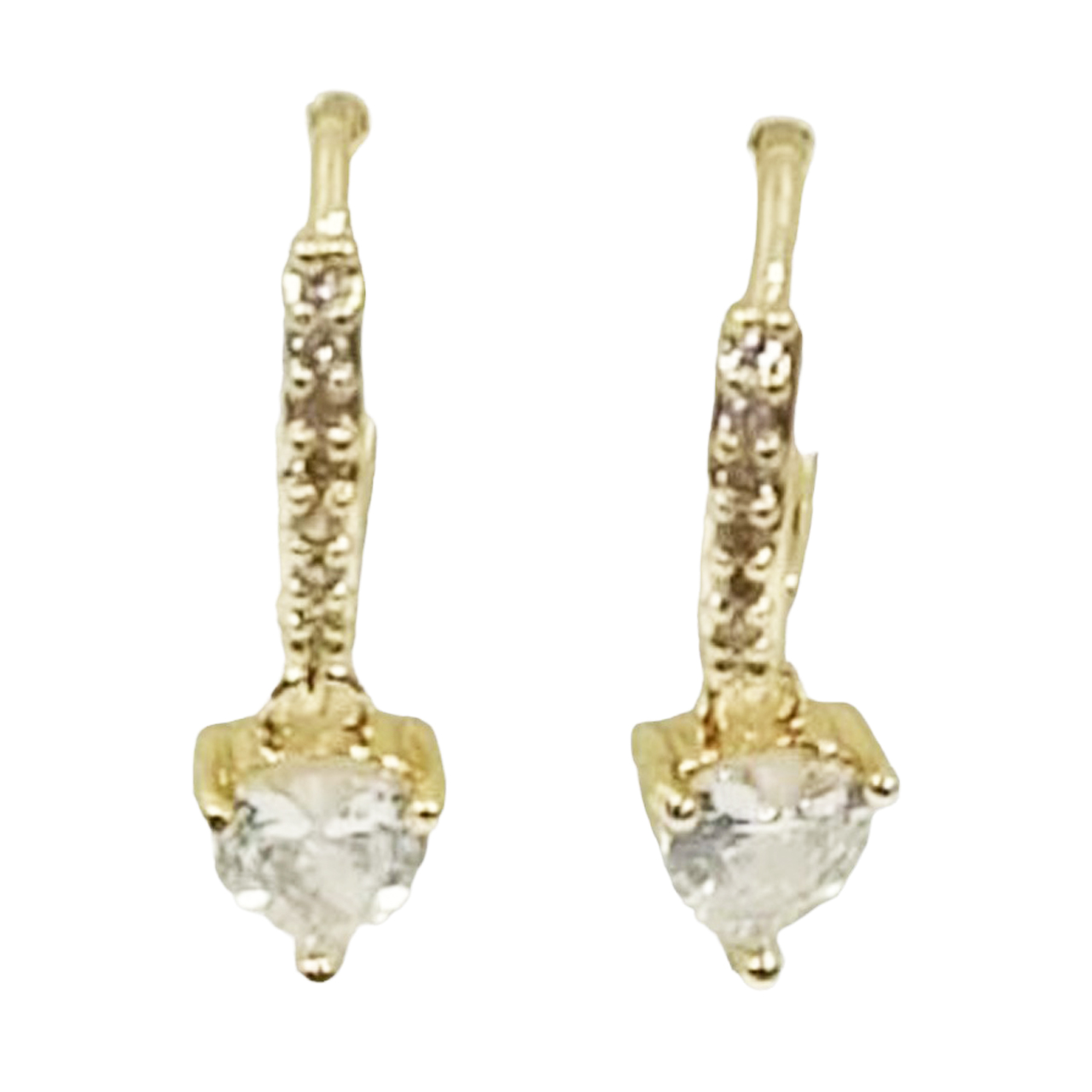 Créoles créateur \'Arégonde\' blanc doré - 13 mm 5x5 mm (cœur) - [S0028]