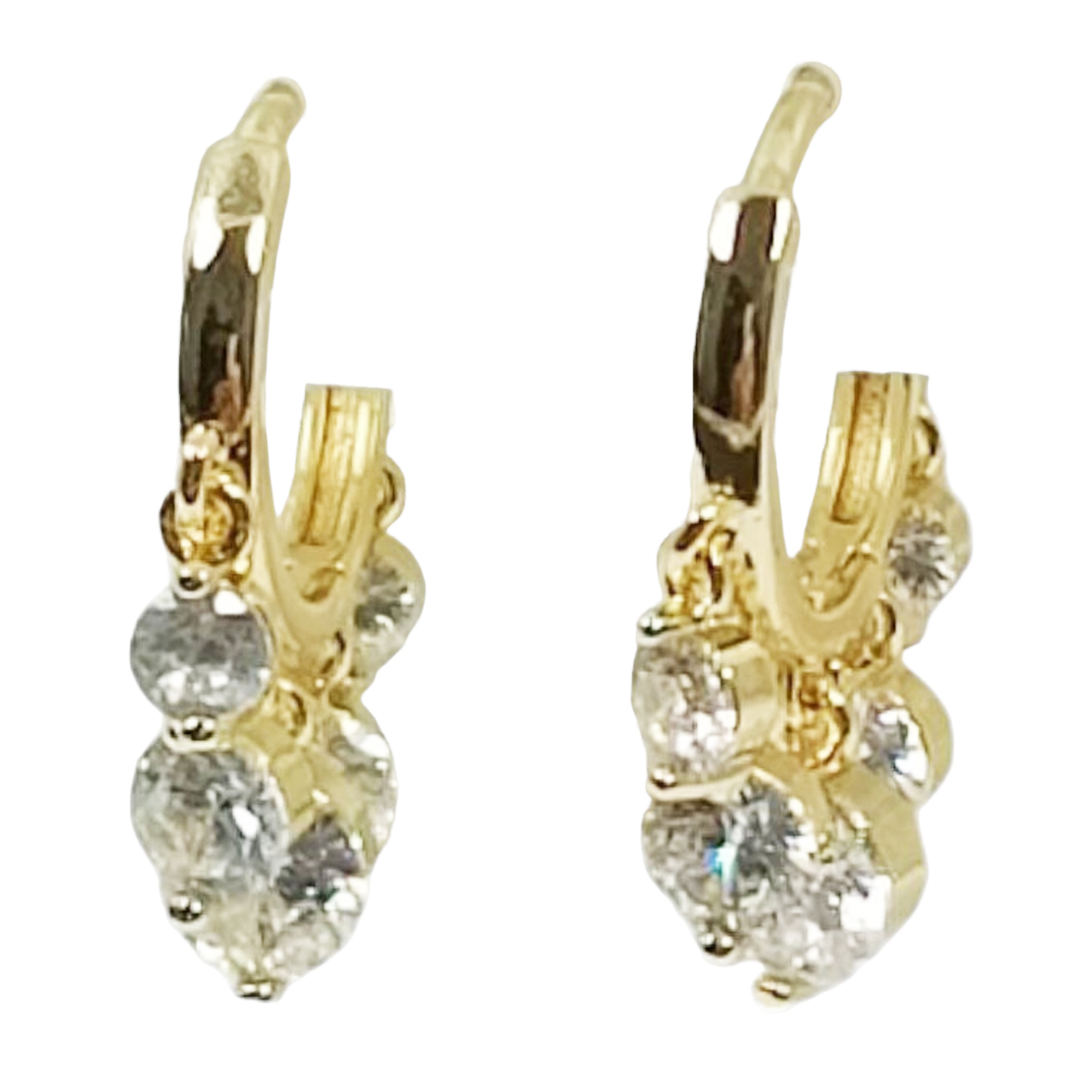 Créoles créateur \'Arégonde\' blanc doré - 15 mm 6 mm - [S0038]