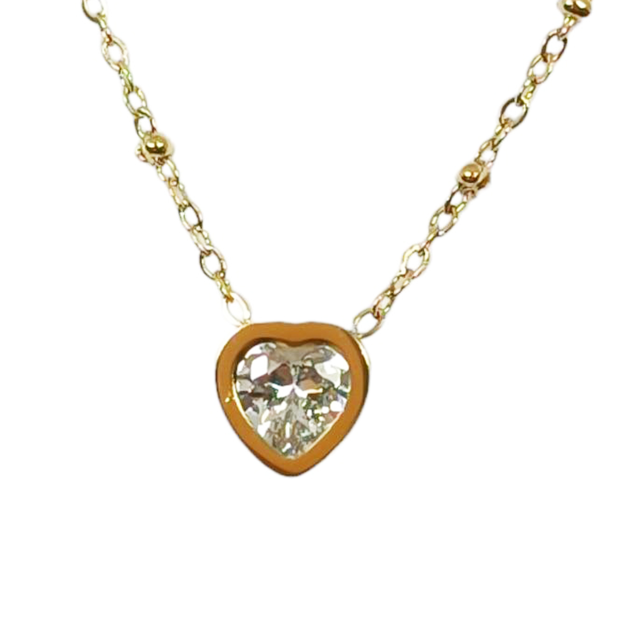 Collier créateur \'Love\' blanc doré - 7X7 mm - [S0048]