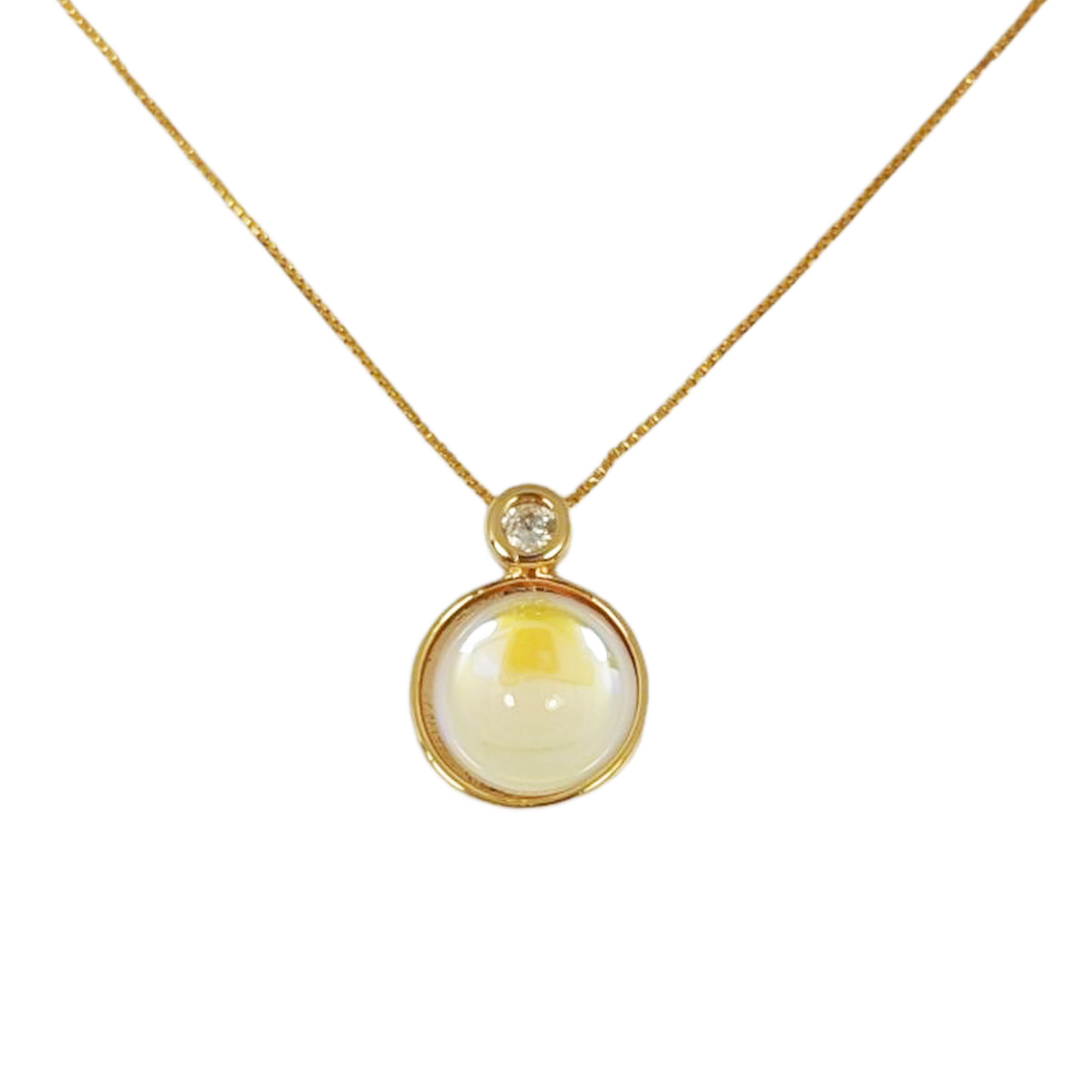 Collier créateur \'Arégonde\' blanc doré - 15x10 mm - [S0060]