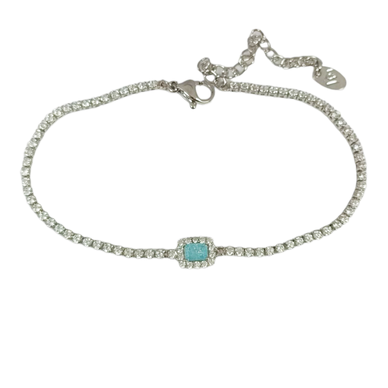 Bracelet créateur \'Arégonde\' bleu argenté - 6x5 mm - [S0068]
