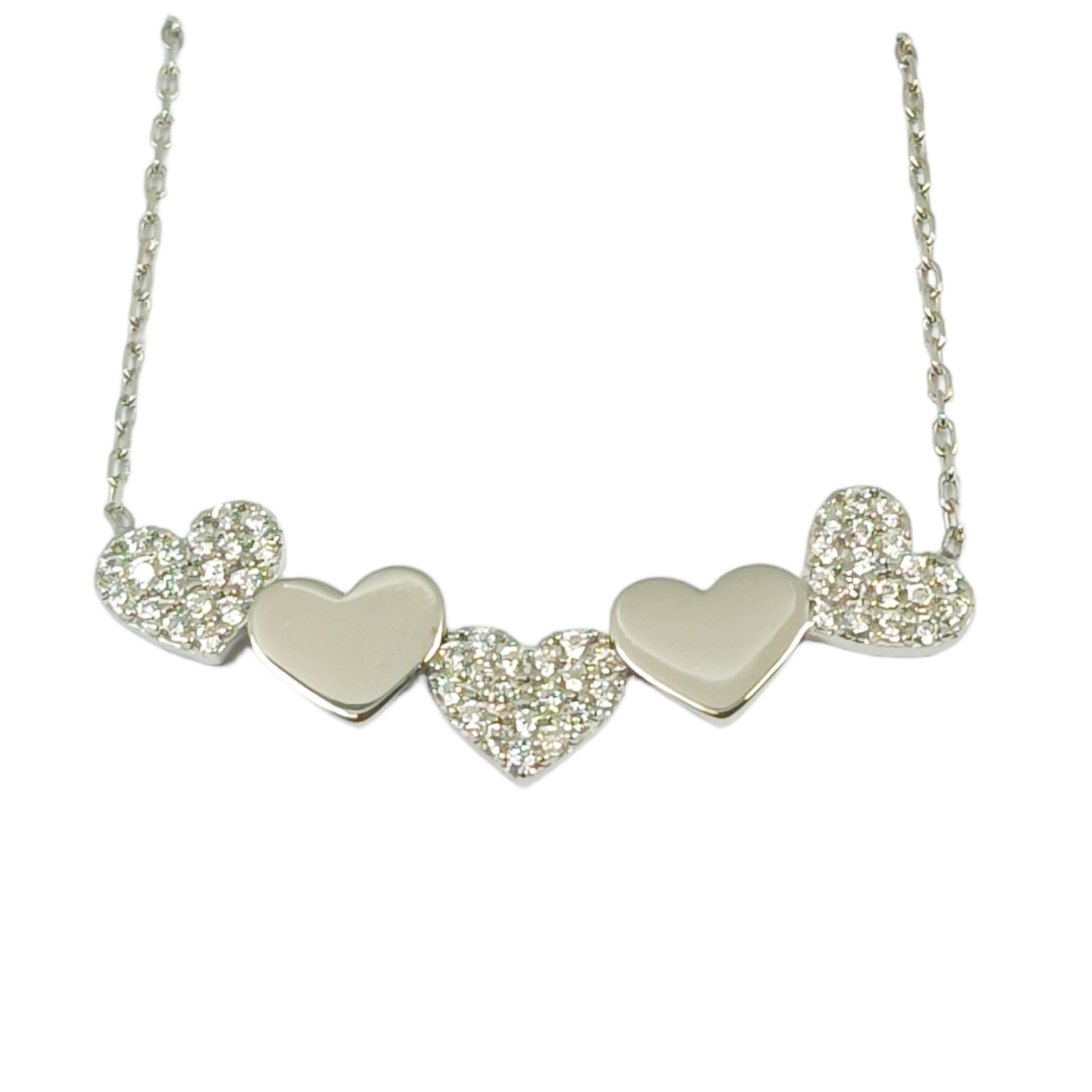 Collier Argent \'Love\' blanc argenté (rhodié) - 33x6 mm (cœur) - [S0113]