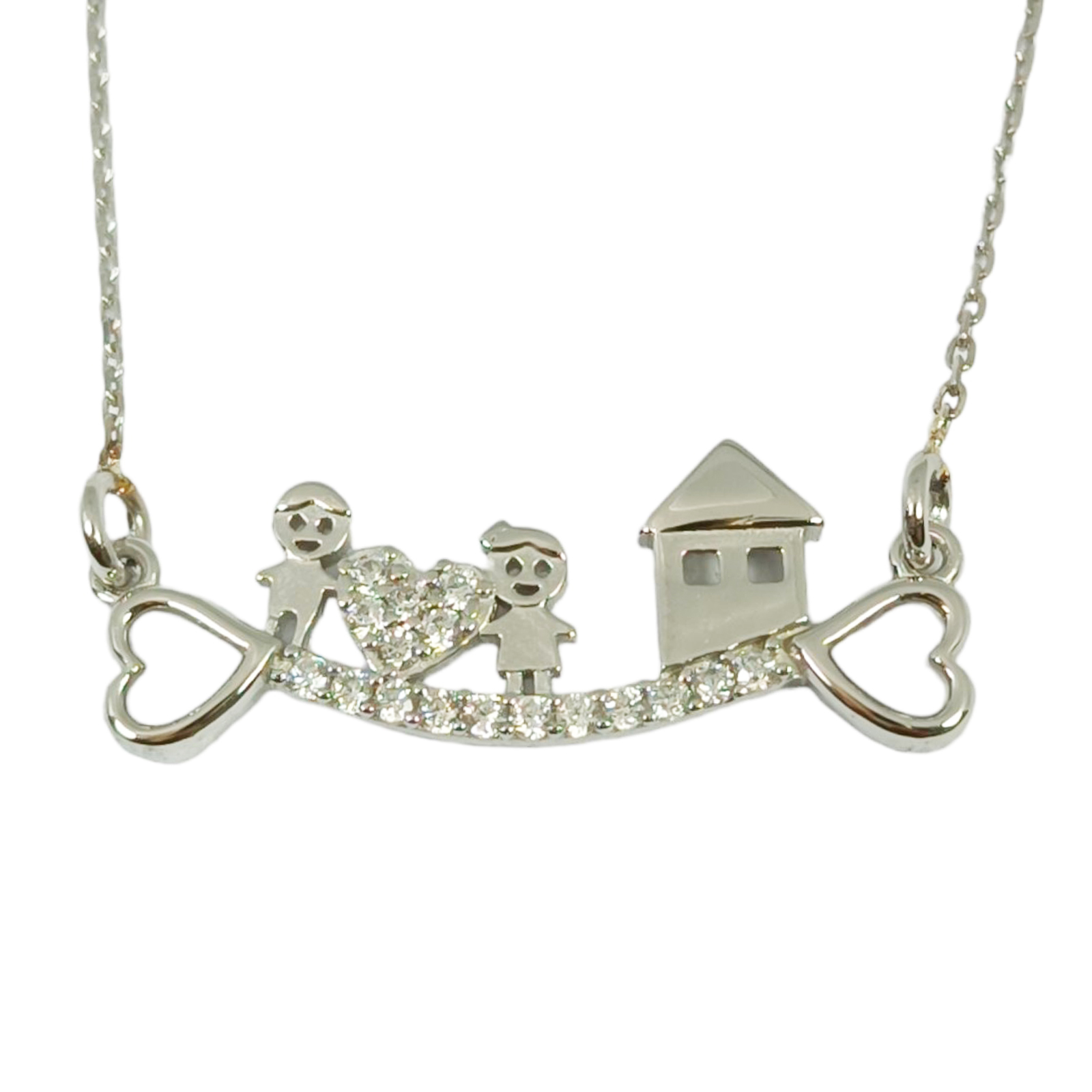 Collier Argent \'Love\' blanc argenté (rhodié) - 25x10 mm - [S0118]