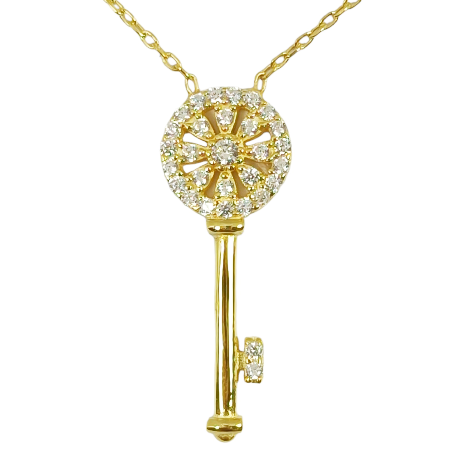 Collier Argent \'Clé des Possibles\' blanc doré - 20x10 mm - [S0124]
